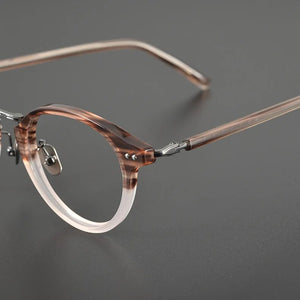 Top Quality Japanese Handmade Acetate Titanium Prescription Glasses Frames Men Women Retro Vintage Round Eyeglass Men's Eyewear