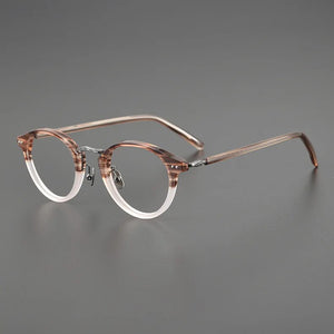 Top Quality Japanese Handmade Acetate Titanium Prescription Glasses Frames Men Women Retro Vintage Round Eyeglass Men's Eyewear