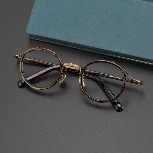 Top Quality Japanese Handmade Acetate Titanium Prescription Glasses Frames Men Women Retro Vintage Round Eyeglass Men's Eyewear