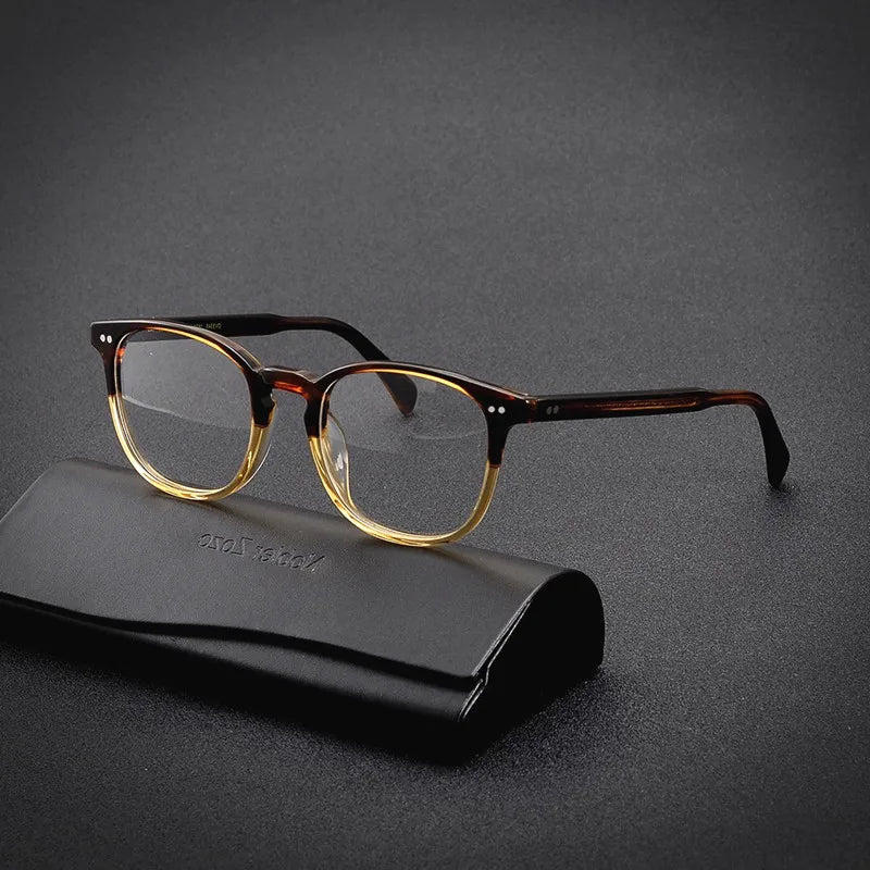 Top brand acetate square glasses frame for men tortoiseshell tawny optical glasses frame Make prescription glasses progressive