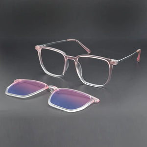 Transparent Glasses Magnet Sunglasses Clip Mirrored Magnetic Clip On Glasses Pink Prescription Myopia Spectacle Frames Purple