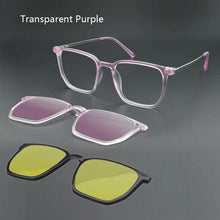 Load image into Gallery viewer, Transparent Glasses Magnet Sunglasses Clip Mirrored Magnetic Clip On Glasses Pink Prescription Myopia Spectacle Frames Purple