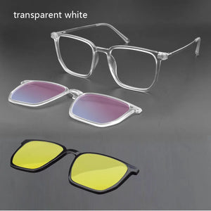 Transparent Glasses Magnet Sunglasses Clip Mirrored Magnetic Clip On Glasses Pink Prescription Myopia Spectacle Frames Purple