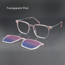 Load image into Gallery viewer, Transparent Glasses Magnet Sunglasses Clip Mirrored Magnetic Clip On Glasses Pink Prescription Myopia Spectacle Frames Purple
