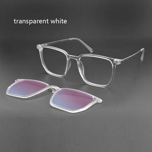 Transparent Glasses Magnet Sunglasses Clip Mirrored Magnetic Clip On Glasses Pink Prescription Myopia Spectacle Frames Purple