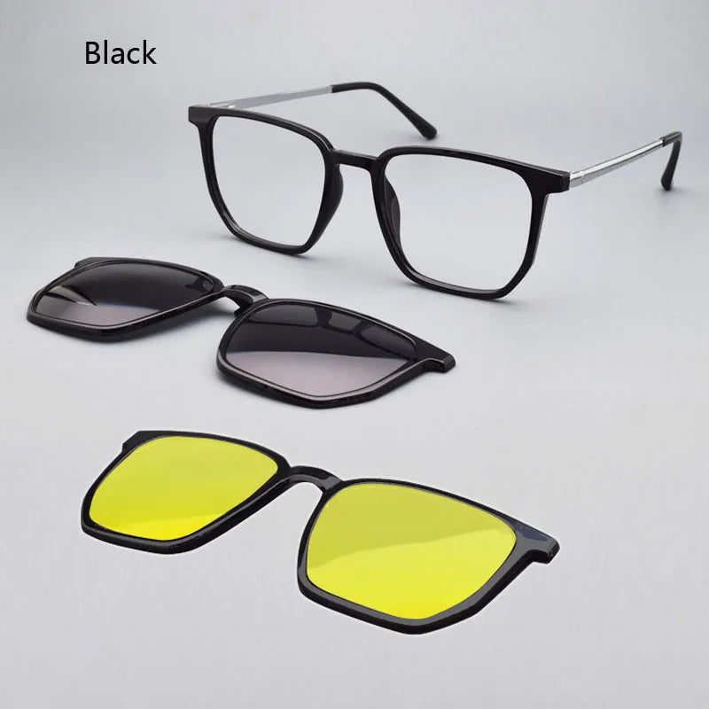 Transparent Glasses Magnet Sunglasses Clip Mirrored Magnetic Clip On Glasses Pink Prescription Myopia Spectacle Frames Purple