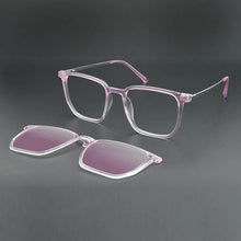 Load image into Gallery viewer, Transparent Glasses Magnet Sunglasses Clip Mirrored Magnetic Clip On Glasses Pink Prescription Myopia Spectacle Frames Purple
