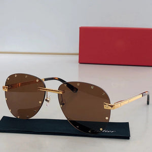 Trend    Luxury Rimless Sunglasses Carti Shades Women Decoration Men Eyewear Car Driving CT8158  Fashion Glasses
