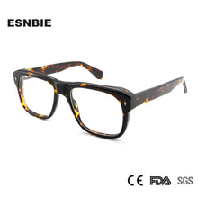 Load image into Gallery viewer, Trendy Black Crystal Acetate Eyeglasses For Men Rivet Los Angeles Design Pilot Eyewear Women Square Myopia Prescription Glasses