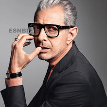 Load image into Gallery viewer, Trendy Black Crystal Acetate Eyeglasses For Men Rivet Los Angeles Design Pilot Eyewear Women Square Myopia Prescription Glasses