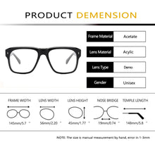 Load image into Gallery viewer, Trendy Black Crystal Acetate Eyeglasses For Men Rivet Los Angeles Design Pilot Eyewear Women Square Myopia Prescription Glasses