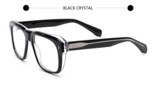 Load image into Gallery viewer, Trendy Black Crystal Acetate Eyeglasses For Men Rivet Los Angeles Design Pilot Eyewear Women Square Myopia Prescription Glasses
