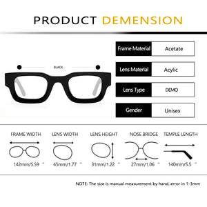 Trendy Handmade Acetate Punk Square Optical Glasses Frame Men Myopia Eyeglasses Prescription Eyewear Frames Lentes Opticos Para