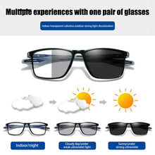 Load image into Gallery viewer, Trendy Intelligent Photochromic Myopia Glasses Men Color Changing Anti-blue Light Eyewear Unisex Optical Eyeglasses 0 To -4.0