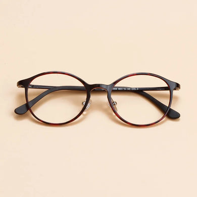 Tungsten Carbon Plastic Steel Round Ultra Light Spectacle Frame Short Sighted Women's Retro Korean Small Face Tungsten Titanium