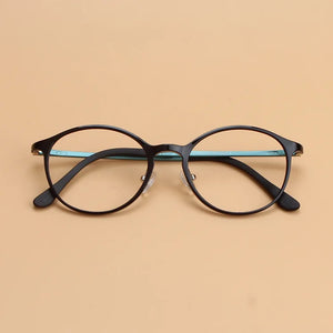 Tungsten Carbon Plastic Steel Round Ultra Light Spectacle Frame Short Sighted Women's Retro Korean Small Face Tungsten Titanium