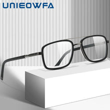 Load image into Gallery viewer, UNIEOWFA Aviation Myopia Eyeglasses Frame Men Optical Prescription Glasses Frame Male Acetate Brand Square Eyewear Frame 2023