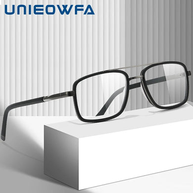 UNIEOWFA Aviation Myopia Eyeglasses Frame Men Optical Prescription Glasses Frame Male Acetate Brand Square Eyewear Frame 2023