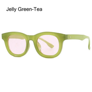 UV400 Square Sunglasses Trendy Colorful Popular Jelly Green Sun Glasses Punk Shades for Women & Men