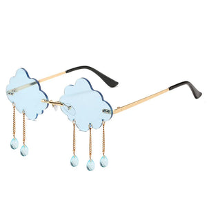 UV400 Trendy Tassel Sunglasses Retro Rimless Sun Glasses Steampunk Sunglasses Shades Funny Clouds Shaped Eyeglasses