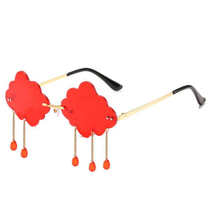 UV400 Trendy Tassel Sunglasses Retro Rimless Sun Glasses Steampunk Sunglasses Shades Funny Clouds Shaped Eyeglasses