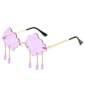 UV400 Trendy Tassel Sunglasses Retro Rimless Sun Glasses Steampunk Sunglasses Shades Funny Clouds Shaped Eyeglasses