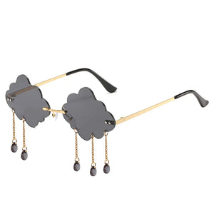 UV400 Trendy Tassel Sunglasses Retro Rimless Sun Glasses Steampunk Sunglasses Shades Funny Clouds Shaped Eyeglasses