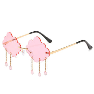 UV400 Trendy Tassel Sunglasses Retro Rimless Sun Glasses Steampunk Sunglasses Shades Funny Clouds Shaped Eyeglasses