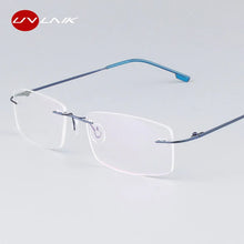 Load image into Gallery viewer, UVLAIK Classic Mens Pure Titanium Rimless Glasses Frames Myopia Optical Frame Ultra-light Titanium Frameless Eyeglasses Frame