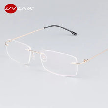 Load image into Gallery viewer, UVLAIK Classic Mens Pure Titanium Rimless Glasses Frames Myopia Optical Frame Ultra-light Titanium Frameless Eyeglasses Frame