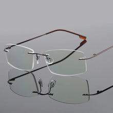 Load image into Gallery viewer, UVLAIK Classic Mens Pure Titanium Rimless Glasses Frames Myopia Optical Frame Ultra-light Titanium Frameless Eyeglasses Frame
