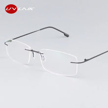 Load image into Gallery viewer, UVLAIK Classic Mens Pure Titanium Rimless Glasses Frames Myopia Optical Frame Ultra-light Titanium Frameless Eyeglasses Frame