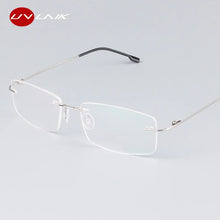 Load image into Gallery viewer, UVLAIK Classic Mens Pure Titanium Rimless Glasses Frames Myopia Optical Frame Ultra-light Titanium Frameless Eyeglasses Frame