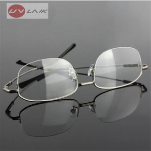 UVLAIK Memory Titanium Eyeglasses Half Alloy Frame Optical Glasses Frame Men Women Retro Half-frame Glasses Prescription Frames