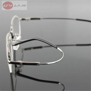 UVLAIK Memory Titanium Eyeglasses Half Alloy Frame Optical Glasses Frame Men Women Retro Half-frame Glasses Prescription Frames