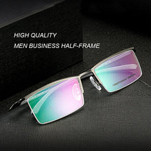 Load image into Gallery viewer, UVLAIK Men Business Half Frame Titanium Alloy Glasses Frame Leisure Ultra-light Myopia Eyeglasses Optical Eyebrow Wire Frame