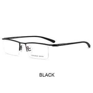 UVLAIK Men Business Half Frame Titanium Alloy Glasses Frame Leisure Ultra-light Myopia Eyeglasses Optical Eyebrow Wire Frame