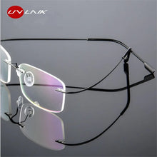 Carica l&#39;immagine nel visualizzatore di Gallery, UVLAIK Rimless Titanium Eyeglasses Frames Women Men Flexible Optical Frame Prescription Spectacle Frameless Glasses Eye glasses