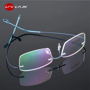 UVLAIK Rimless Titanium Eyeglasses Frames Women Men Flexible Optical Frame Prescription Spectacle Frameless Glasses Eye glasses