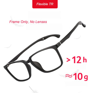 UVLAIK TR90 Glasses Frame Men Sports Flexible Adjustable Ear Hook Eyeglasses Lens Black Business Myopia Prescription Glass