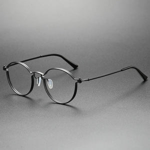 UVLAIK Ultralight Pure Titanium Glasses Frame Women Round Eyewear Men Myopia Optical Prescription Eyeglasses Japanese Designer