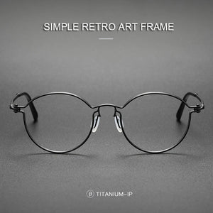 UVLAIK Ultralight Pure Titanium Glasses Frame Women Round Eyewear Men Myopia Optical Prescription Eyeglasses Japanese Designer