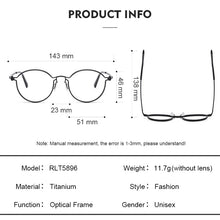 Load image into Gallery viewer, UVLAIK Ultralight Pure Titanium Glasses Frame Women Round Eyewear Men Myopia Optical Prescription Eyeglasses Japanese Designer