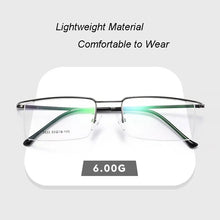 Load image into Gallery viewer, Ultra-Light Casual Metal Frame Eyeglasses Men Business Style Browline  Frame with Spring Hinges Half Rim Spectacles