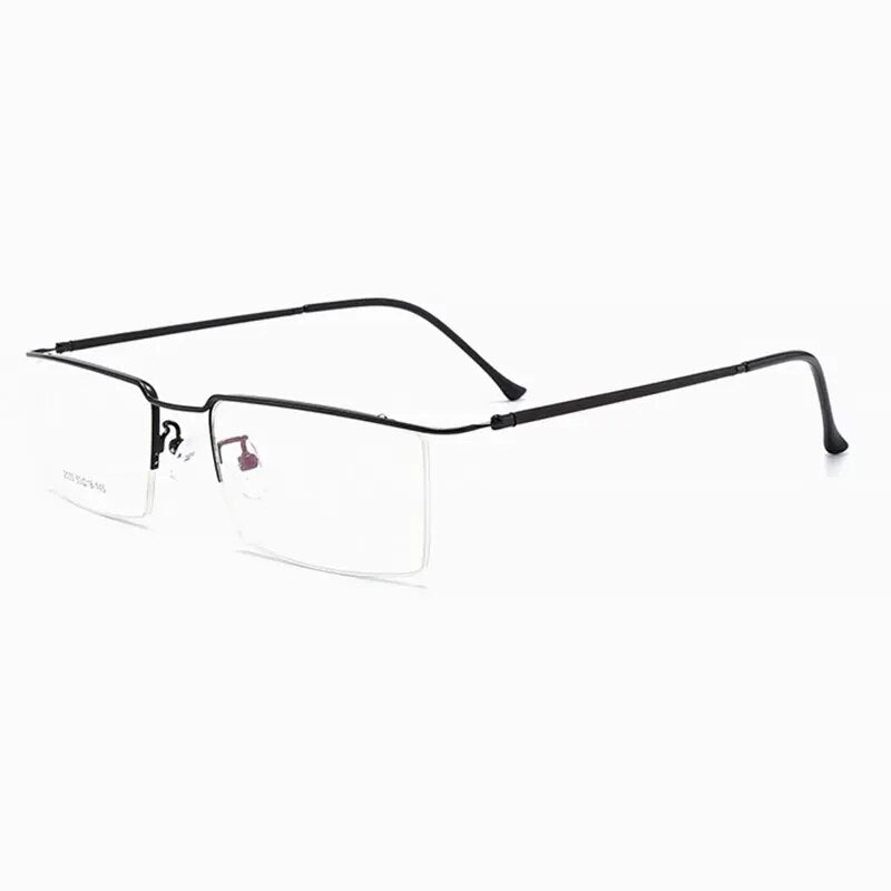 Ultra-Light Casual Metal Frame Eyeglasses Men Business Style Browline  Frame with Spring Hinges Half Rim Spectacles