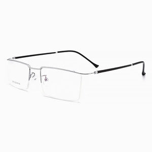 Ultra-Light Casual Metal Frame Eyeglasses Men Business Style Browline  Frame with Spring Hinges Half Rim Spectacles