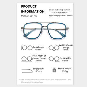Ultra Light Comfortable Man Square β Titanium Eyeglasses WoMen TR90  Optical Prescription Glasses Frame