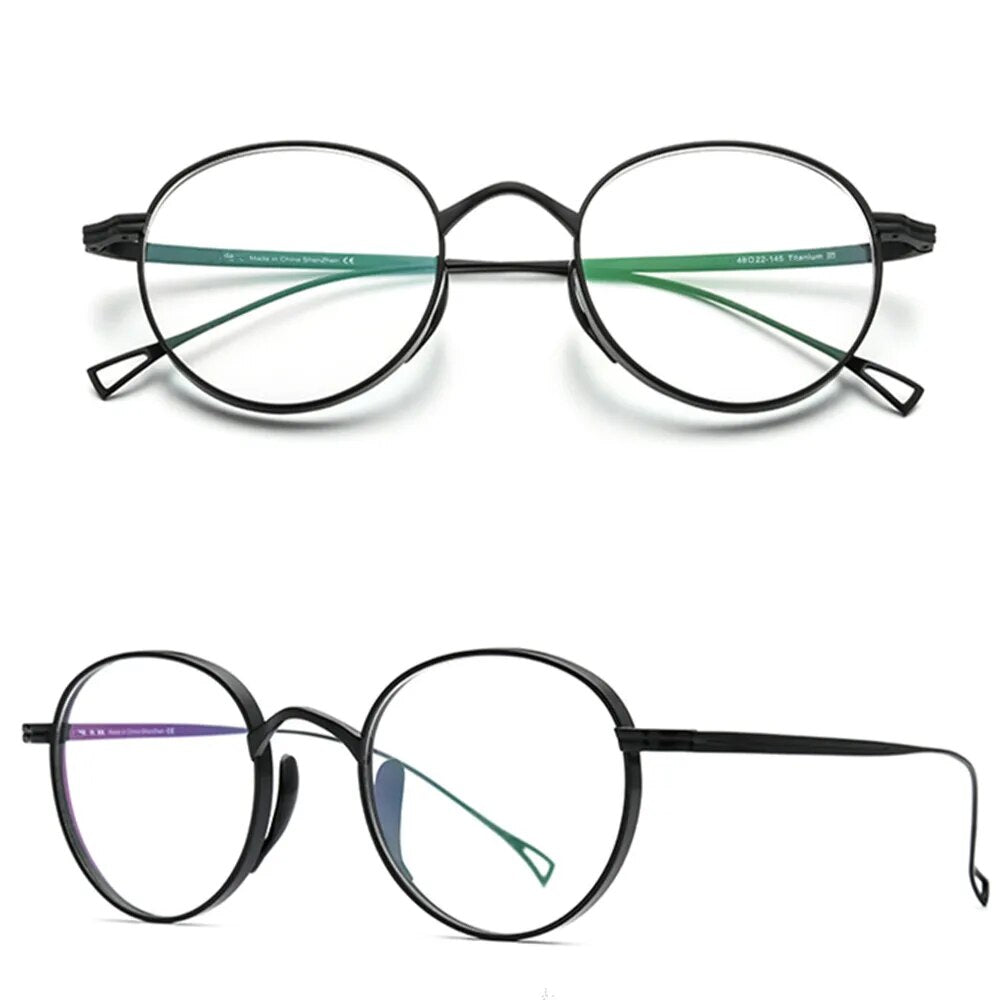 Ultra Light Pure Titanium Glasses Oval Round Retro Fashion Eyeglasses Frames Men Women Optical Vintage Eyewear Spectacles