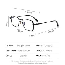 Load image into Gallery viewer, Ultra-light Man Business Pure Titanium Square Glasses Frame Woman Fashion Retro Optical Prescription Eyeglasses