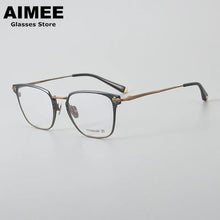 Carica l&#39;immagine nel visualizzatore di Gallery, Occhiali da vista quadrati da uomo in titanio puro ultraleggero con montatura per occhiali da vista da donna di marca giapponese lenti ottiche blu luce Gafas